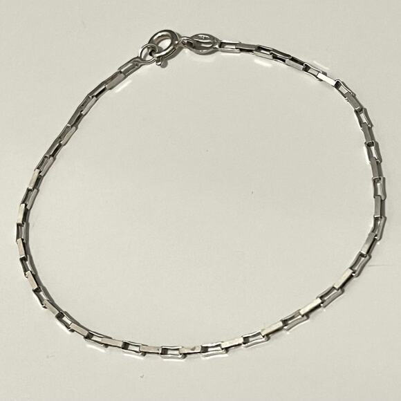 VTG Arezzo Italy Square Link 925 STERLING SILVER BRACELET 7" Signed Star 560 AR - Picture 7 of 7